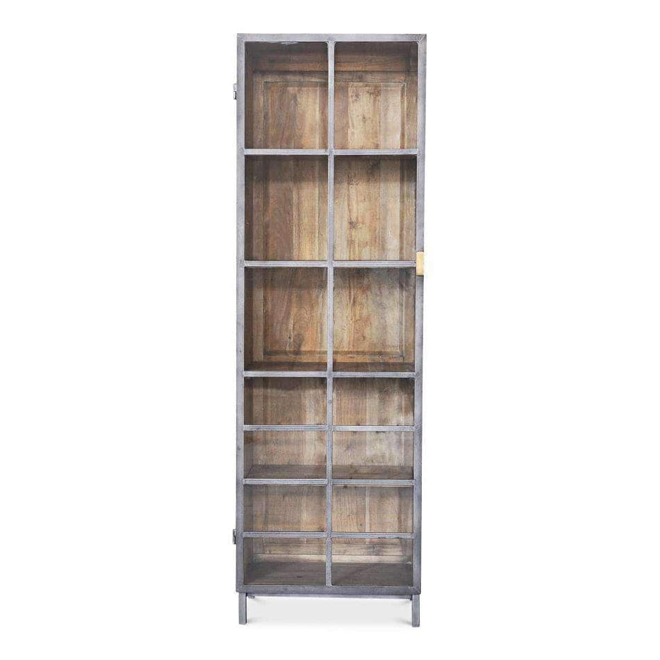 A Gem Of A Handle Display Cabinet-SARREID-SARREID-40661R-Bookcases & CabinetsMoleskin Grey-Right-1-France and Son