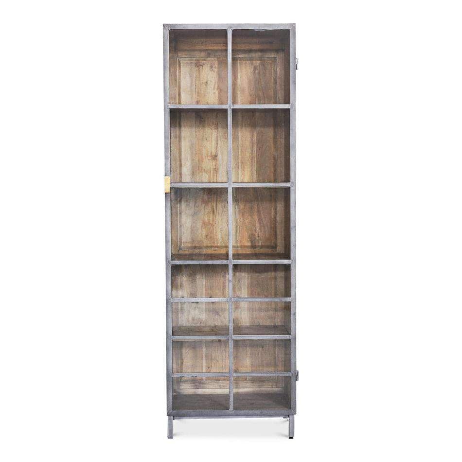 A Gem Of A Handle Display Cabinet-SARREID-SARREID-40661R-Bookcases & CabinetsMoleskin Grey-Right-1-France and Son