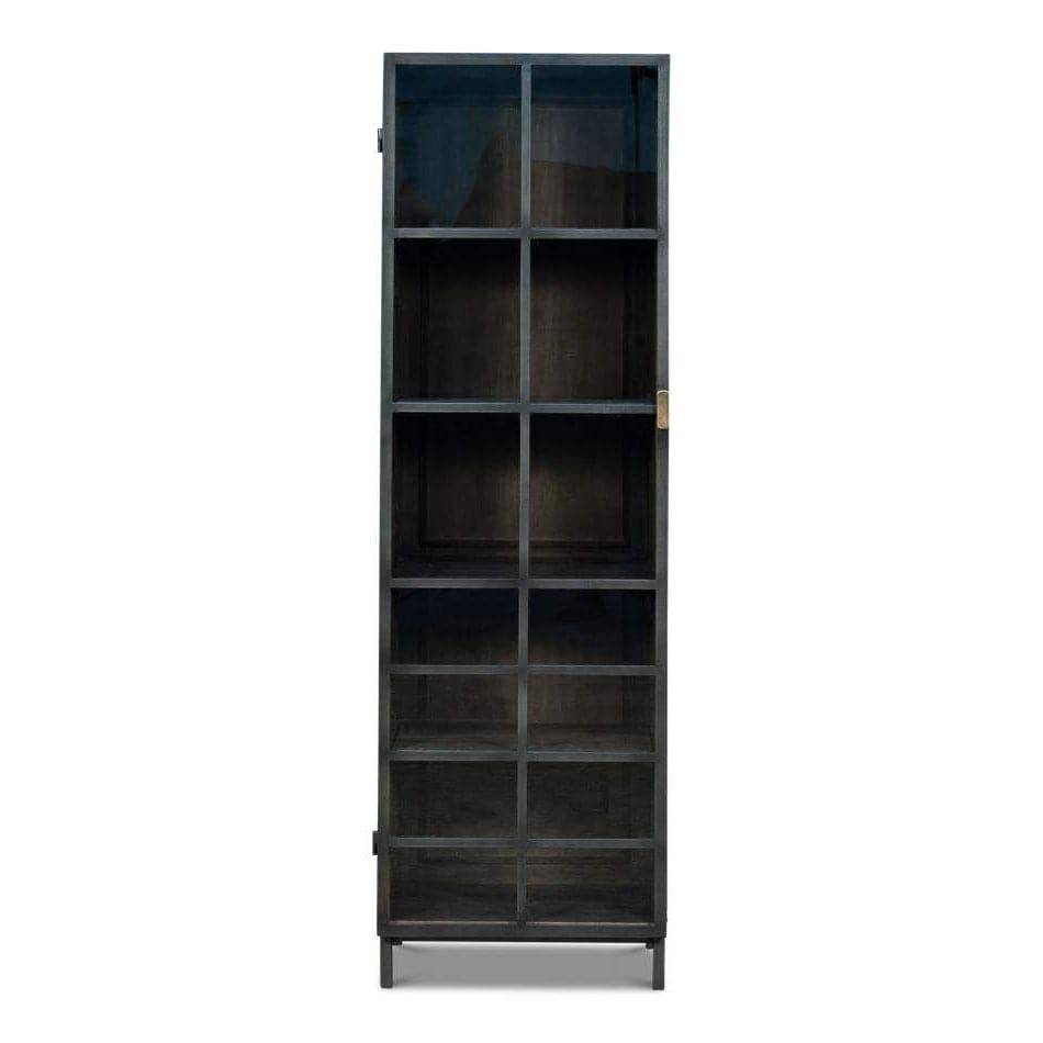 A Gem Of A Handle Display Cabinet-SARREID-SARREID-40661R-Bookcases & CabinetsMoleskin Grey-Right-1-France and Son