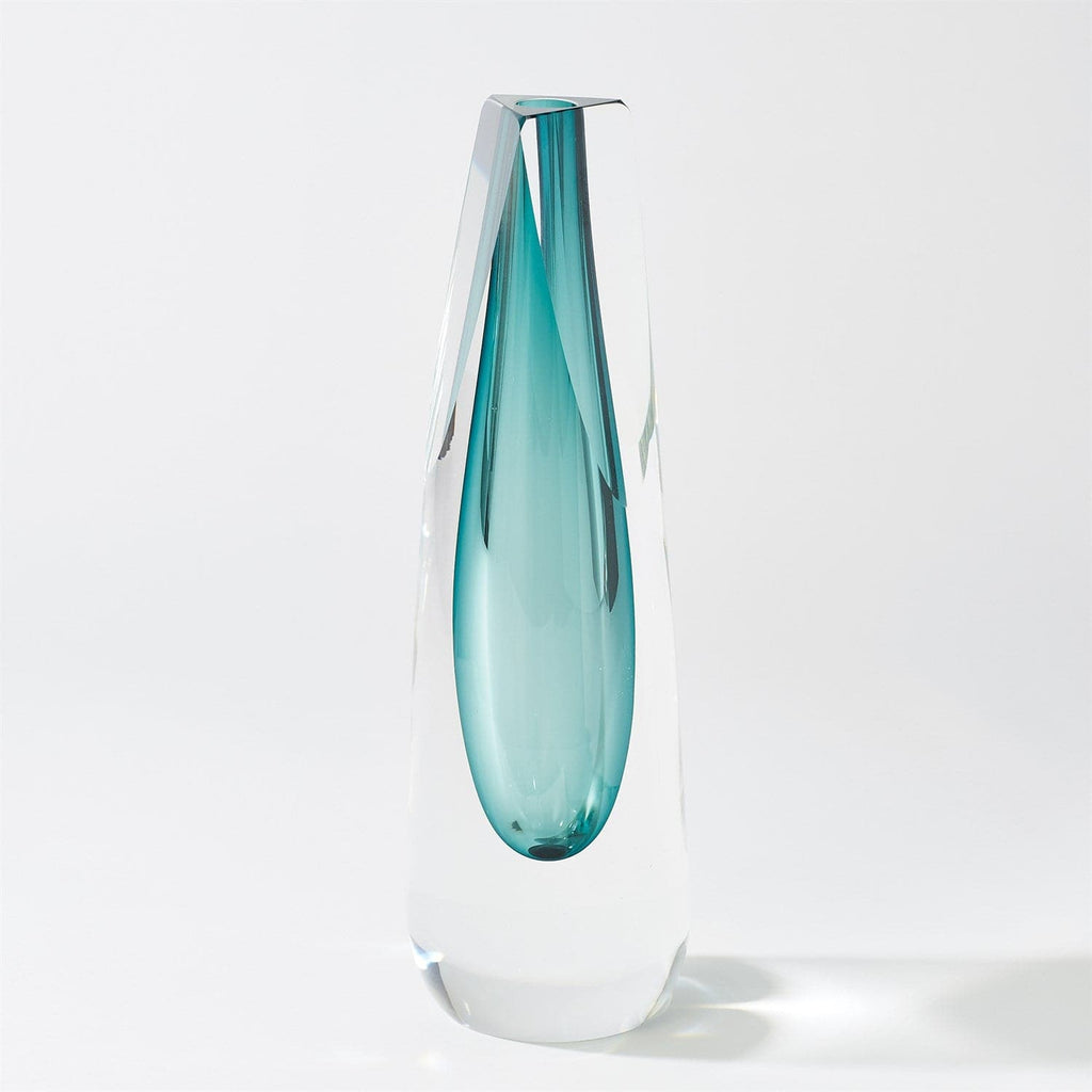 Triangle Cut Glass Vase-Global Views-GVSA-6.60269-VasesAmber-1-France and Son