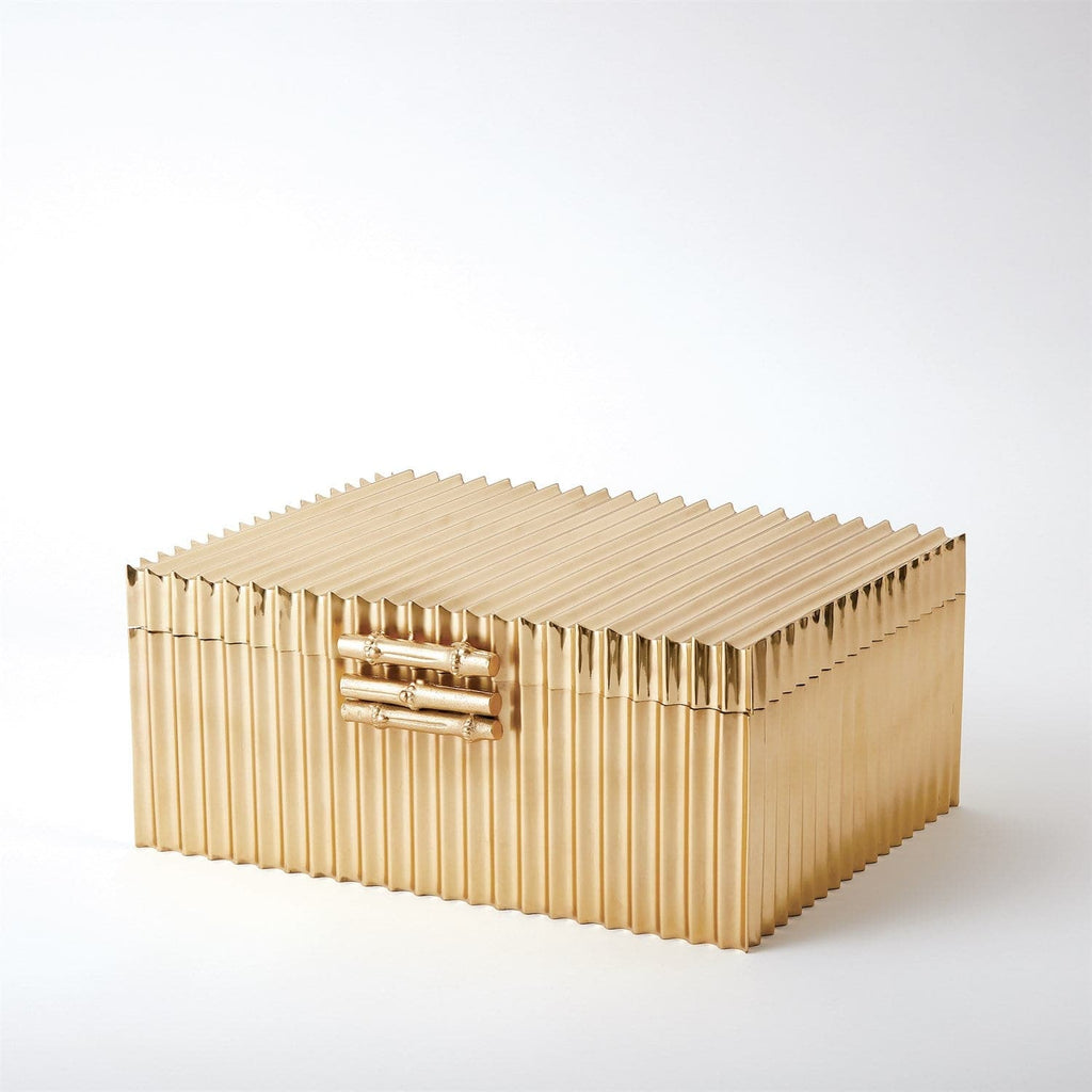 Corrugated Bamboo Box-Global Views-GVSA-9.92036-Baskets & BoxesLarge-Nickel-1-France and Son