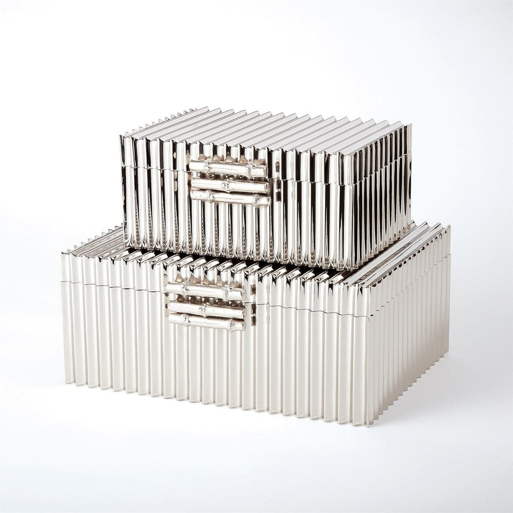 Corrugated Bamboo Box-Global Views-GVSA-9.92036-Baskets & BoxesLarge-Nickel-1-France and Son