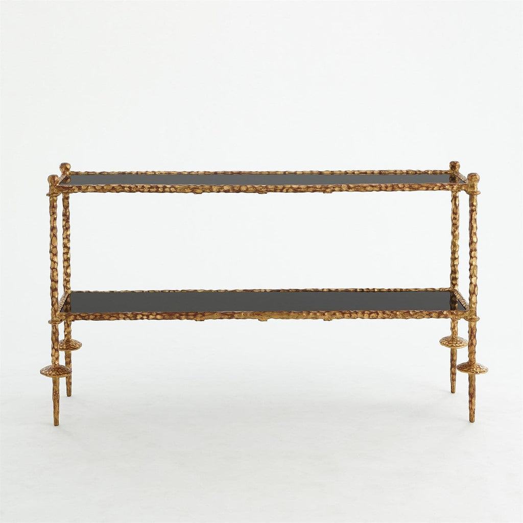 Gold Chiseled Console - Black Granite-Global Views-GVSA-8.80760-Console Tables-1-France and Son