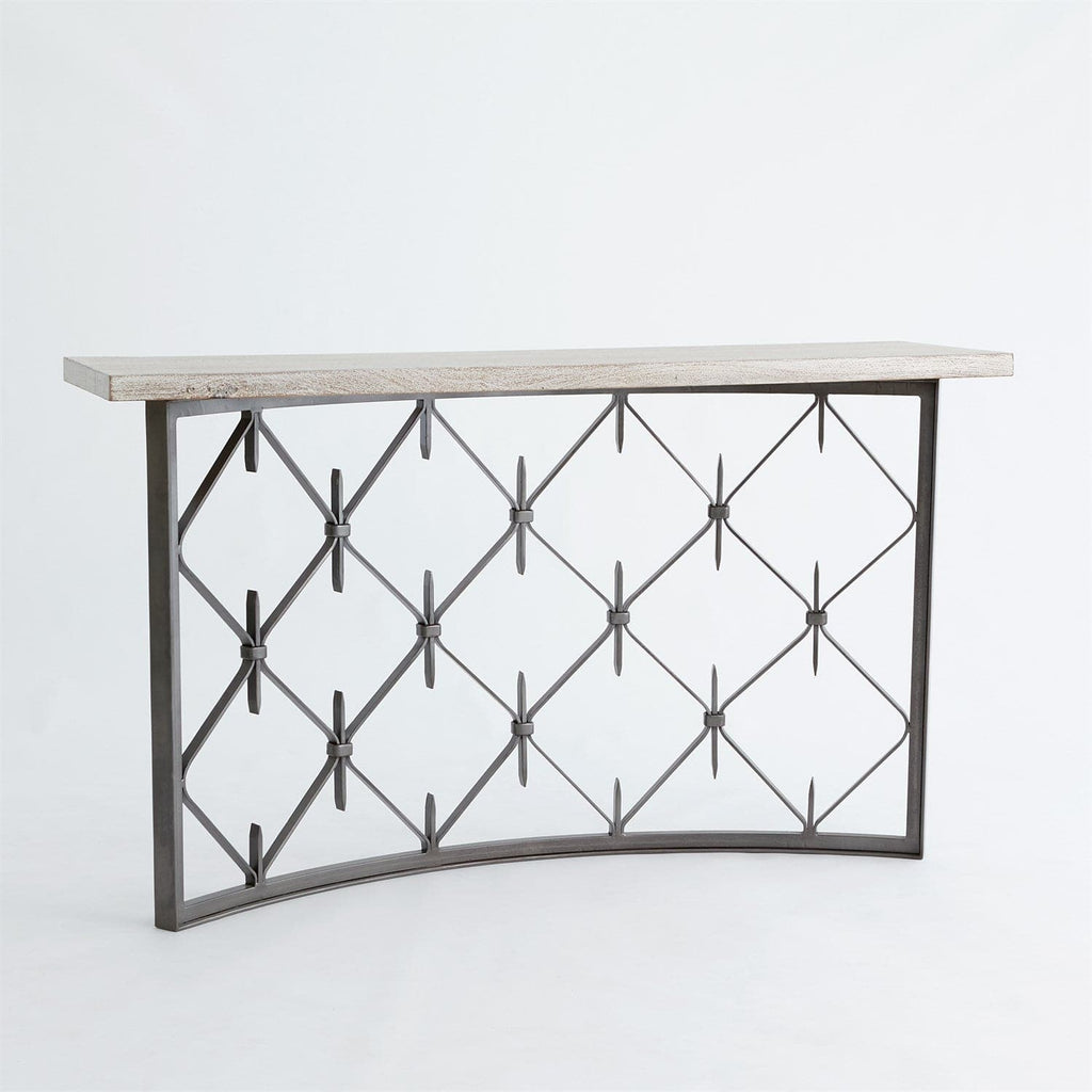 Sidney Console-Natural Iron w/Wood Plank-Global Views-GVSA-7.91023-Console Tables-1-France and Son