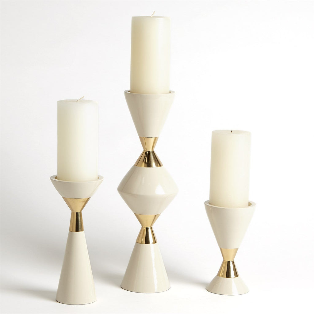 S/3 Hourglass Pillar C/H-Global Views-GVSA-D9.90010-Candle Holders-1-France and Son
