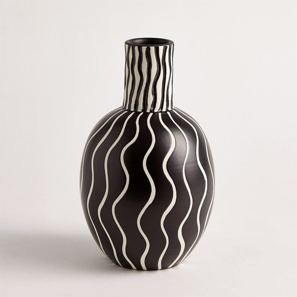 Graphic Gourd Vase - Black/White-Global Views-GVSA-3.31595-VasesGraphic Gourd Vase-1-France and Son