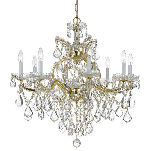 Maria Theresa 9 Light Clear Crystal Chrome Chandelier-Crystorama Lighting Company-CRYSTO-4409-CH-CL-MWP-ChandeliersSilver-Clear Crystal-1-France and Son