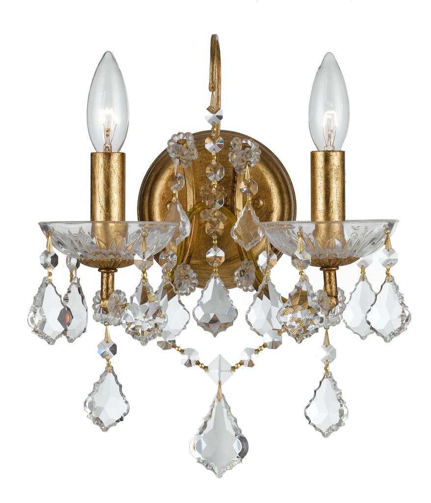 Filmore 2 Light Clear Crystal Sconce Antique Gold-Crystorama Lighting Company-CRYSTO-4452-GA-CL-MWP-Wall Lighting-1-France and Son