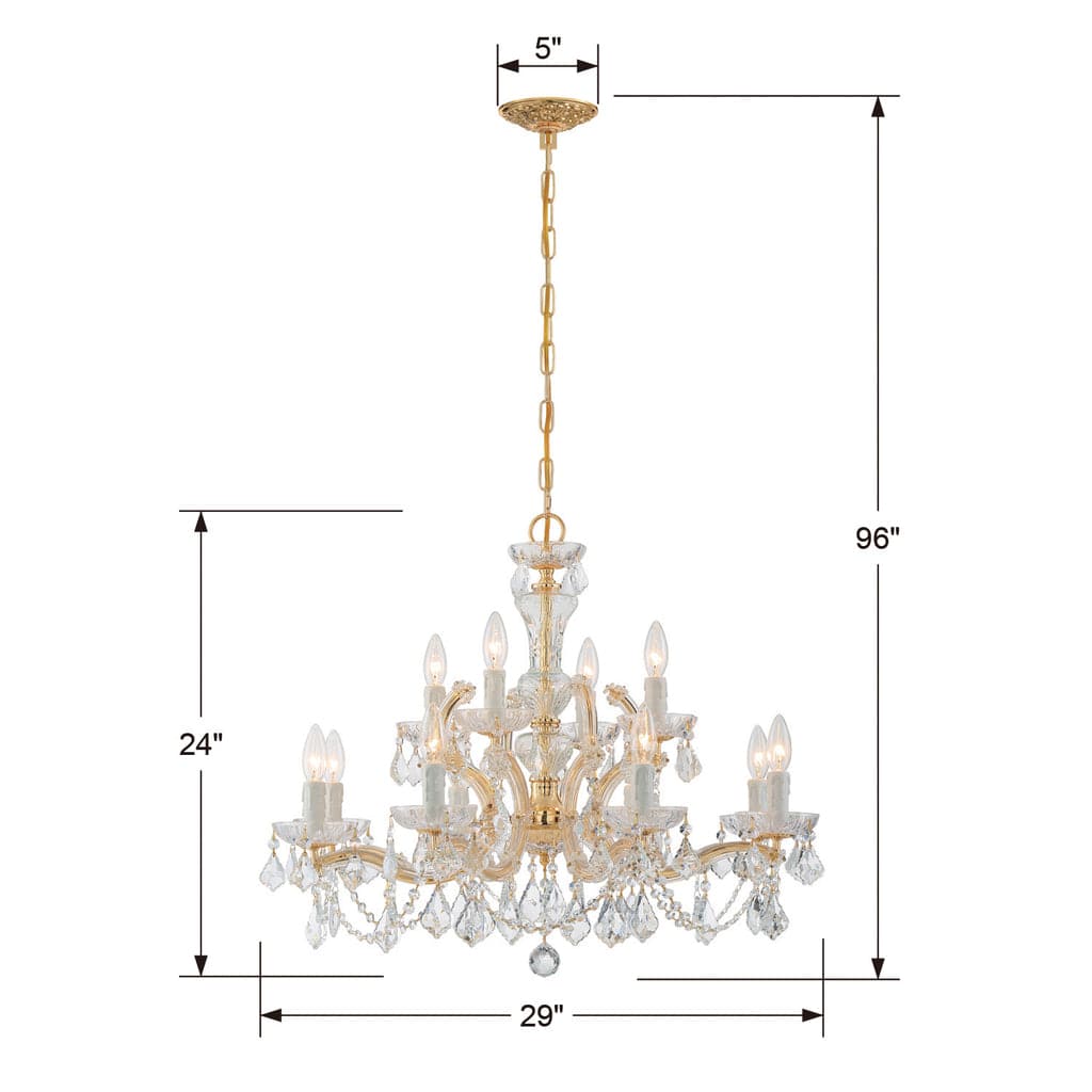Maria Theresa 12 Light Crystal Chandelier-Crystorama Lighting Company-CRYSTO-4479-GD-CL-MWP-Chandeliers-1-France and Son