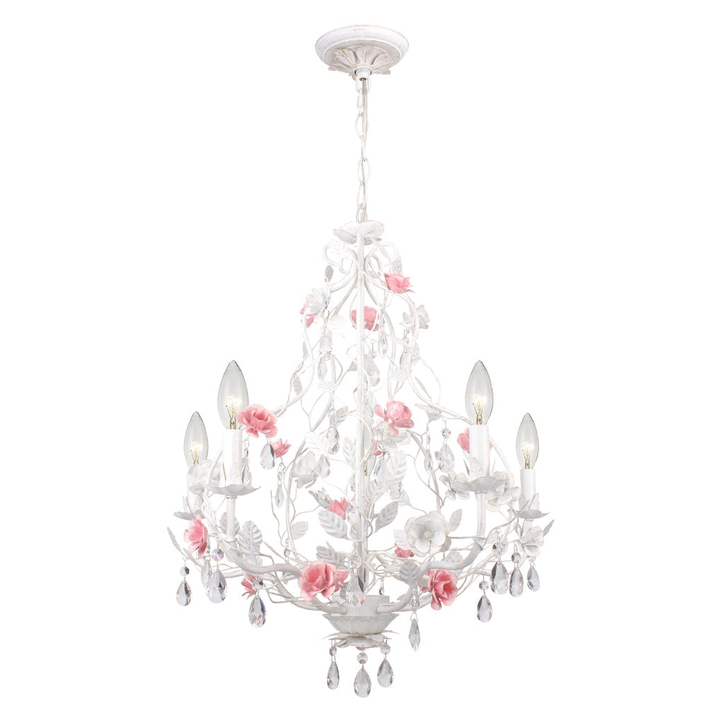 Lola 5 Light Wet White Chandelier-Crystorama Lighting Company-CRYSTO-4856-WW-Chandeliers-1-France and Son