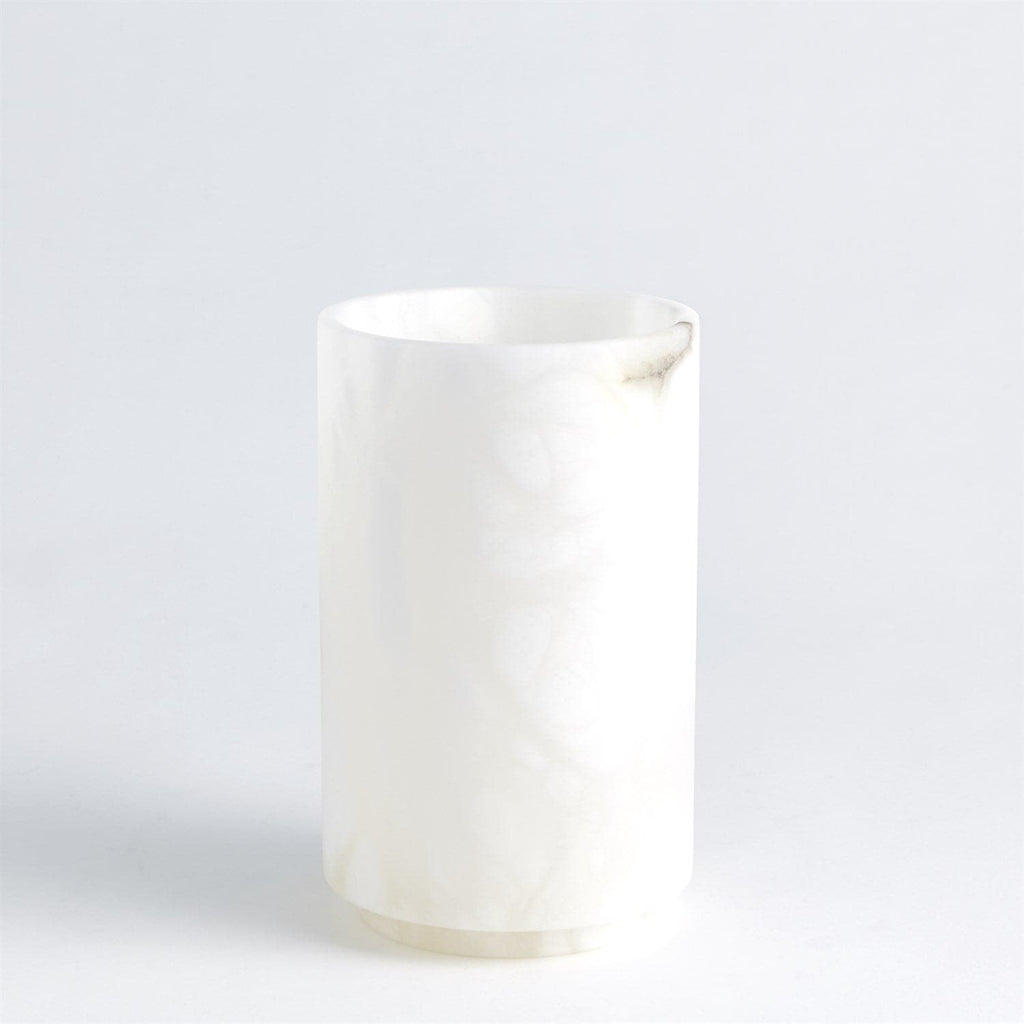 Alabaster Cylinder Vase - White Large-Global Views-GVSA-3.31618-Vases-1-France and Son