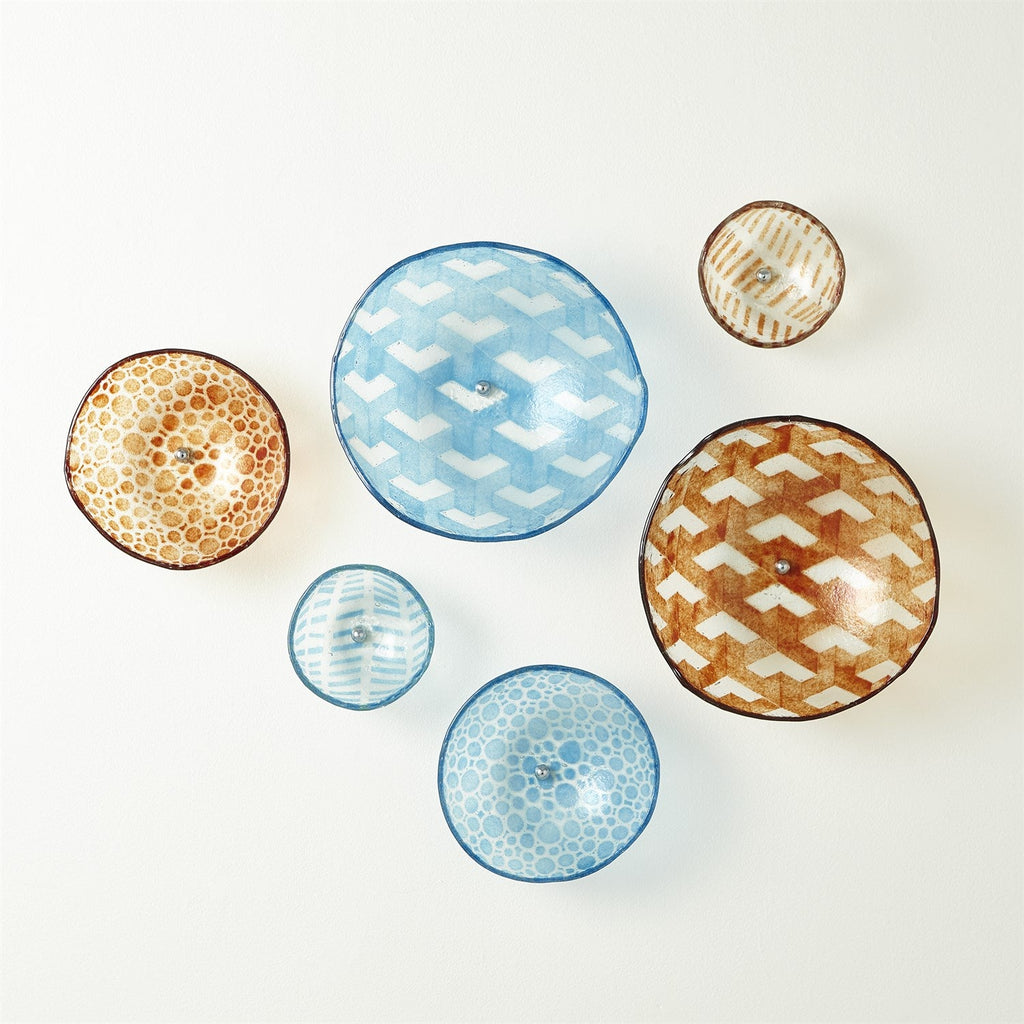 S/3 Fused Glass Wall Bowls - (Set of 3 )-Global Views-GVSA-1.10791-Wall DecorOrange-1-France and Son