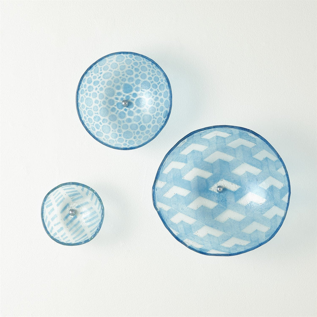 S/3 Fused Glass Wall Bowls - (Set of 3 )-Global Views-GVSA-1.10791-Wall DecorOrange-1-France and Son