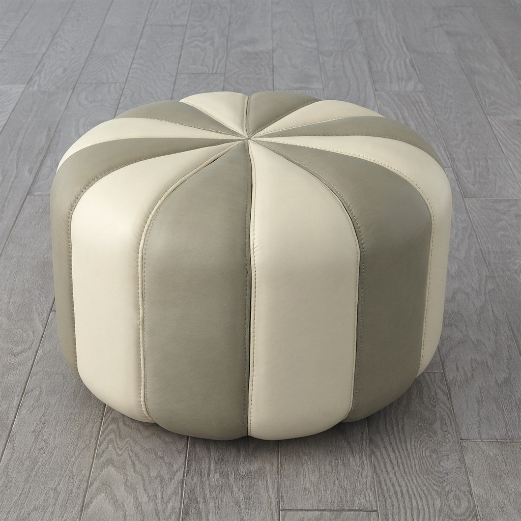 Peppermint Pouf-Global Views-GVSA-9.93547-Stools & OttomansLight Grey/Ivory-5-France and Son