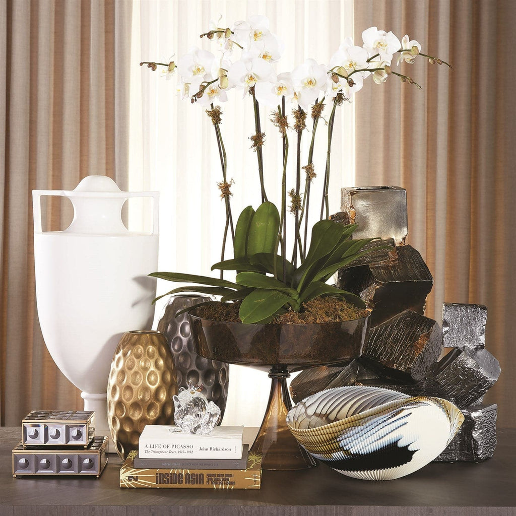 Faux Pyrite Vases Large-Global Views-GVSA-3.31580-VasesBlack With Gold-1-France and Son