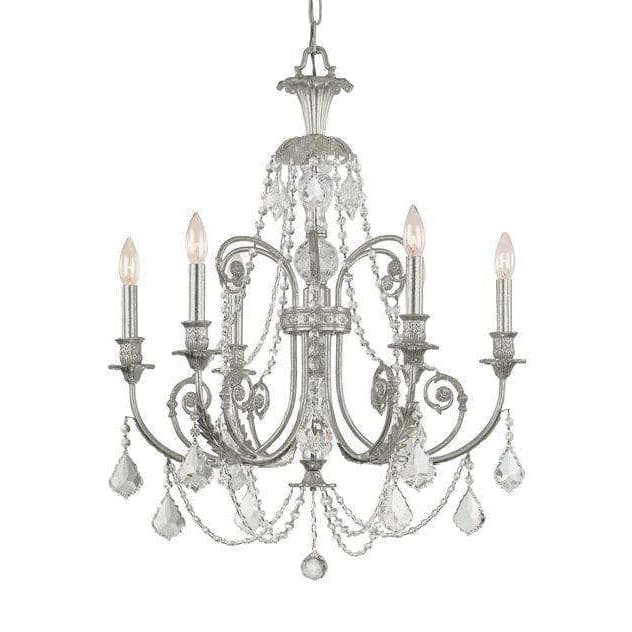 Regis 6 Light Clear Crystal Chandelier-Crystorama Lighting Company-CRYSTO-5116-OS-CL-MWP-ChandeliersSilver-Clear Crystal-1-France and Son