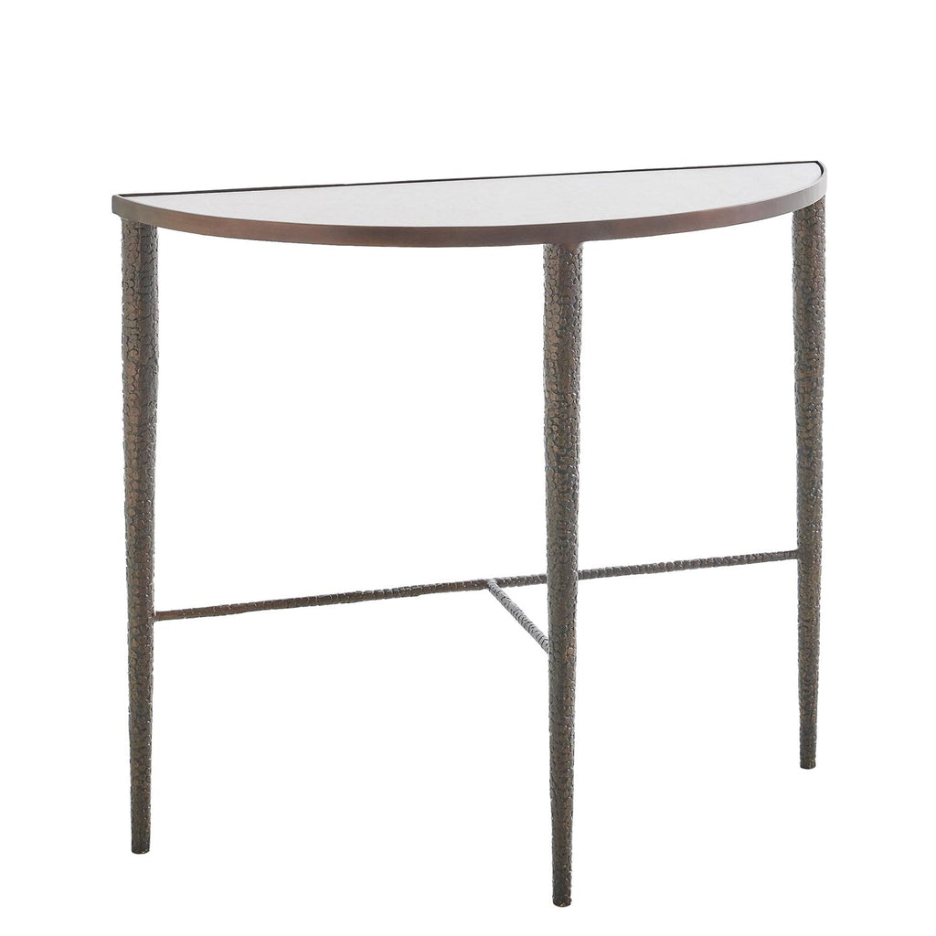 Hammered Console Table-Global Views-GVSA-7.91138-Console TablesAntique Nickel With Grey Marble-1-France and Son