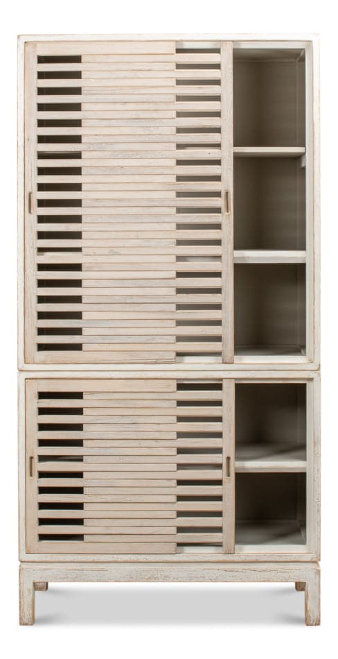 Groovy Doors Bookcase Whitewash-SARREID-SARREID-53043-Bookcases & CabinetsWhite-1-France and Son