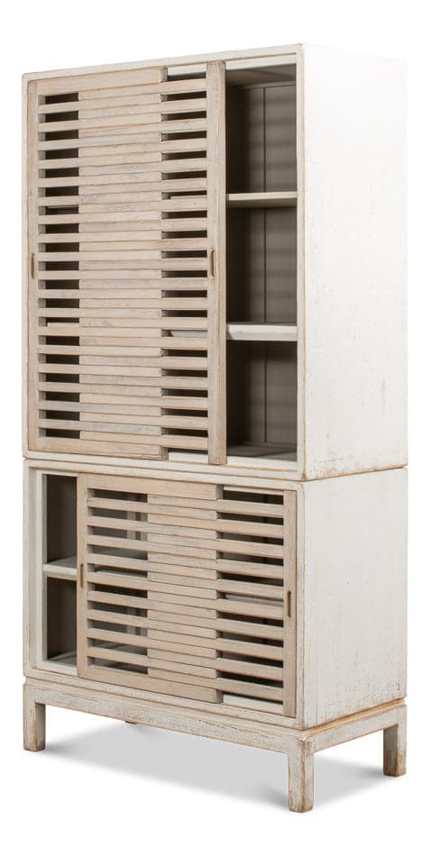 Groovy Doors Bookcase Whitewash-SARREID-SARREID-53043-Bookcases & CabinetsWhite-1-France and Son