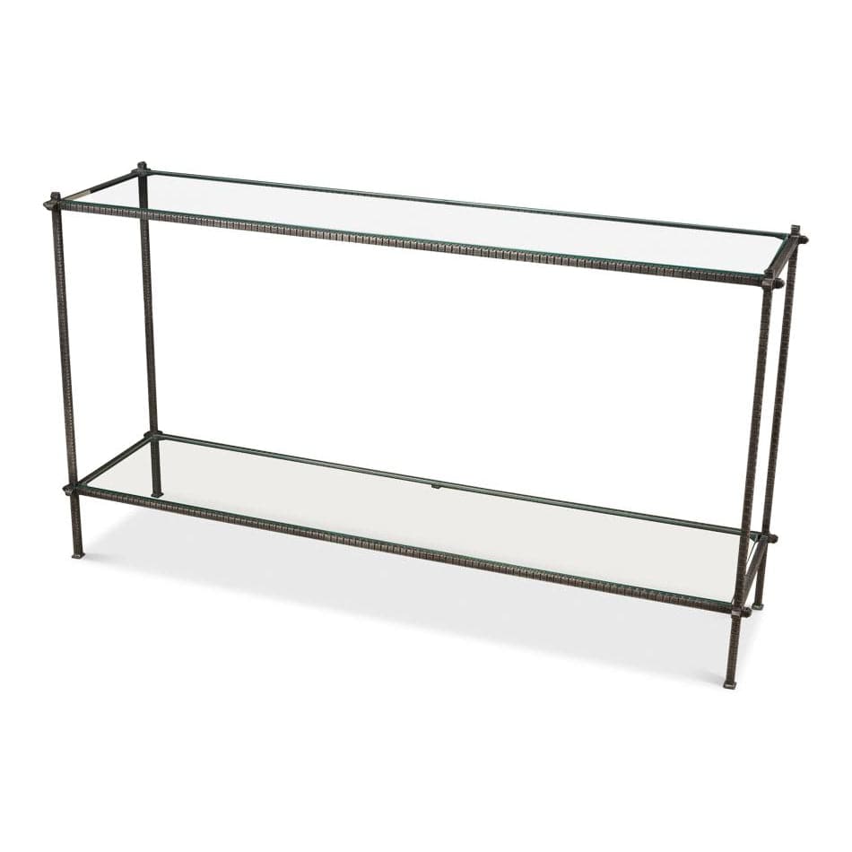 Hand Chased Iron Console Table-SARREID-SARREID-53150-Console Tables-1-France and Son