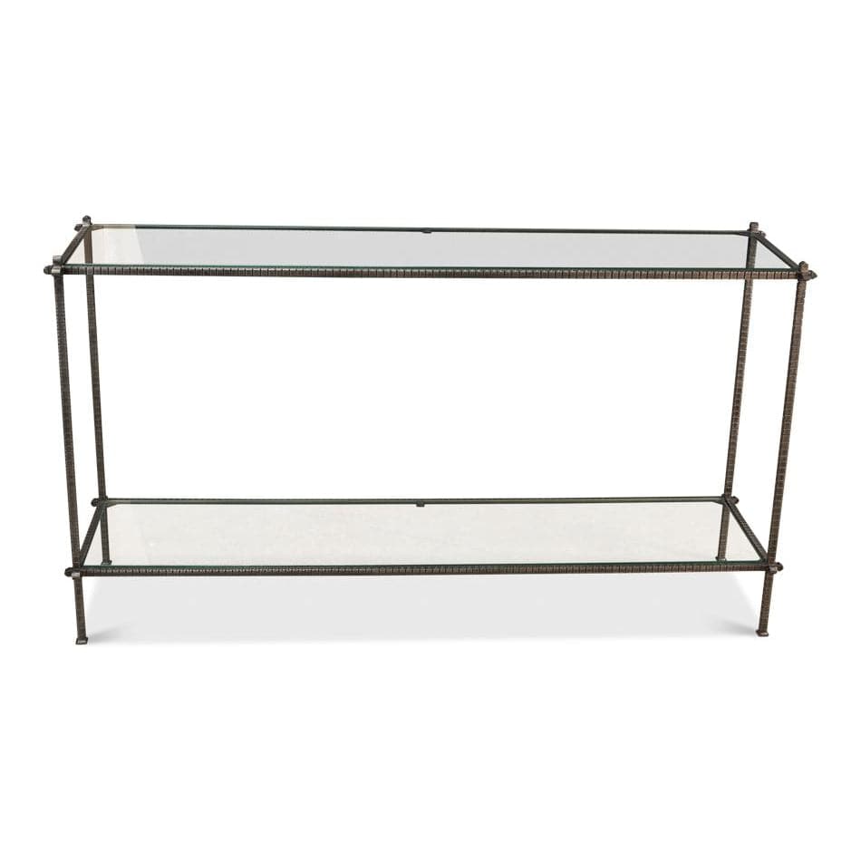 Hand Chased Iron Console Table-SARREID-SARREID-53150-Console Tables-1-France and Son