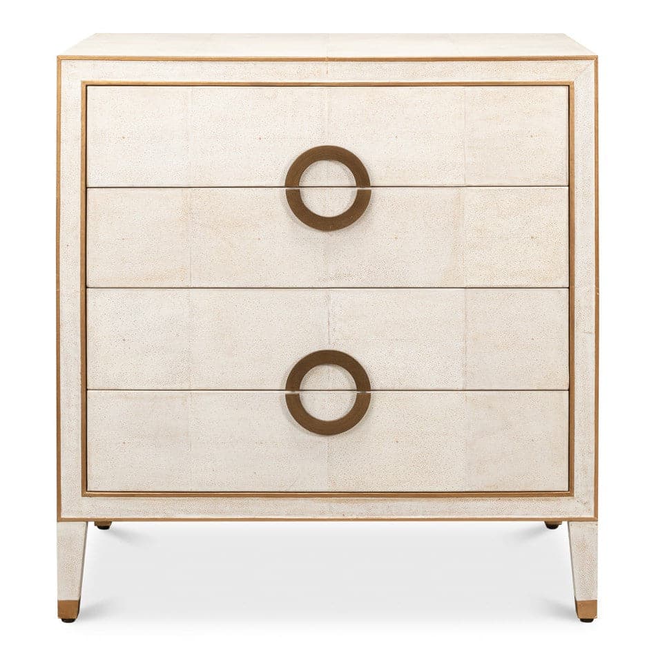 Gabriella Shagreen 4 Drawer Chest-SARREID-SARREID-53570-4-DressersOsprey White Finish-2-France and Son