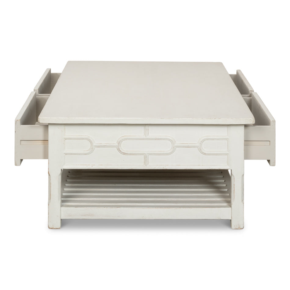 Isla Coffee Table Antique White-SARREID-SARREID-53615-3-Outdoor Coffee Tables-1-France and Son