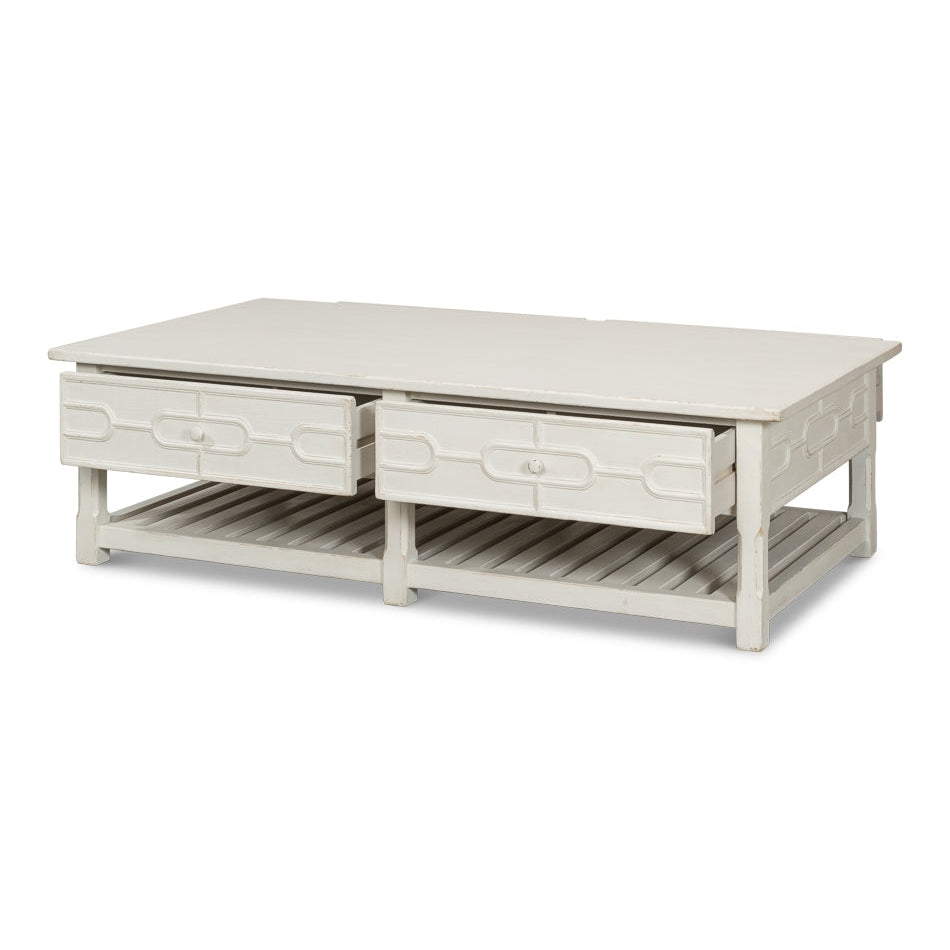 Isla Coffee Table Antique White-SARREID-SARREID-53615-3-Outdoor Coffee Tables-1-France and Son