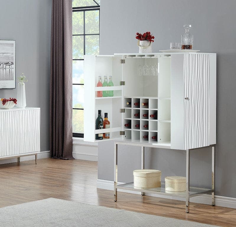 Mirabelle Two Door Wine Cabinet-Coast2Coast Home-C2CA-55601-Bookcases & CabinetsWhite-1-France and Son