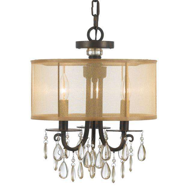 Hampton 3 Light Etruscan Crystal Drum Shade Chandelier-Crystorama Lighting Company-CRYSTO-5623-CH-ChandeliersPolished Chrome-1-France and Son