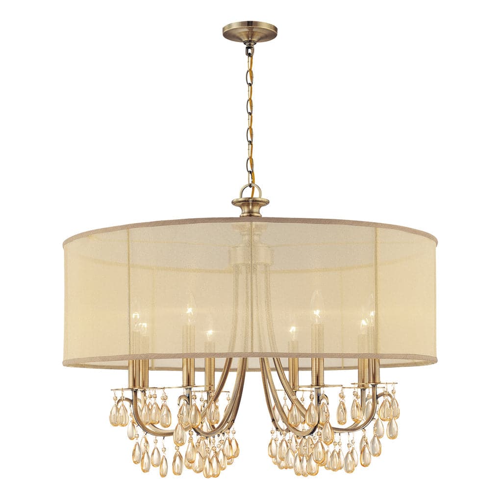 Hampton 8 Light Drum Shade Chandelier-Crystorama Lighting Company-CRYSTO-5628-AB-Chandeliers-1-France and Son