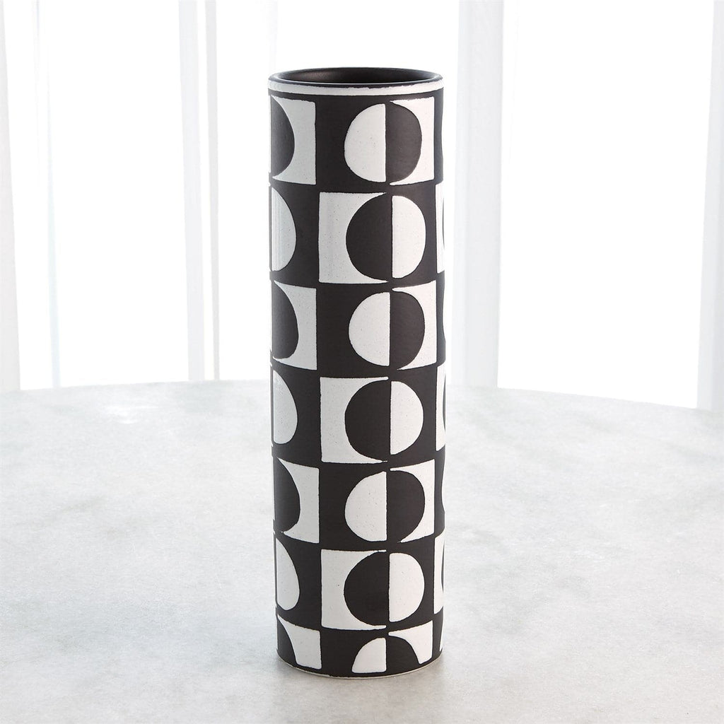 Black/White Circles Vase-Lg-Global Views-GVSA-3.31647-Vases-1-France and Son