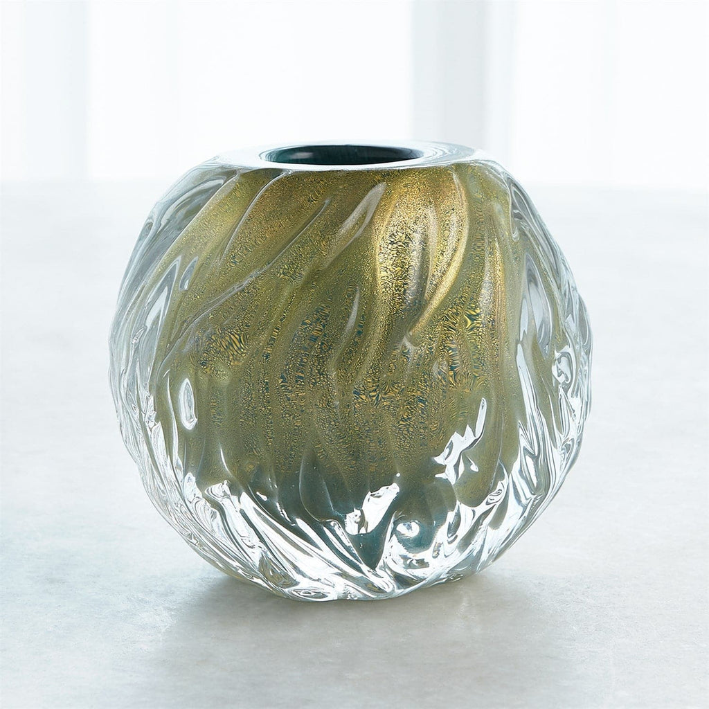 Round Swirl Vase - Green Gold-Global Views-GVSA-3.31697-Vases-1-France and Son