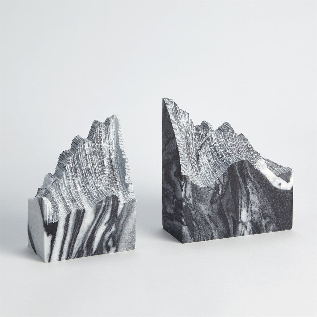 Pair Mountain Summit Bookends - Grey Marble-Global Views-GVSA-7.91464-Bookends-1-France and Son