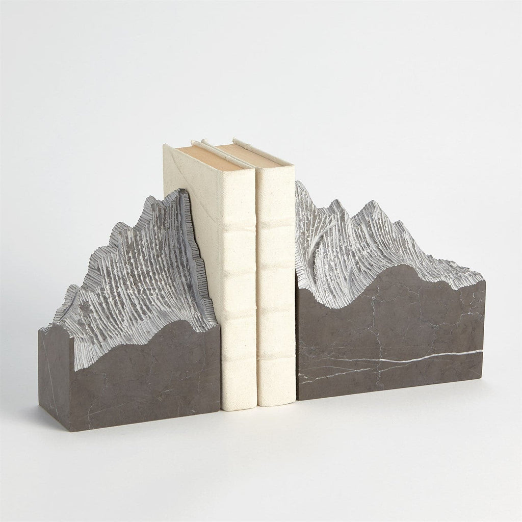 Pair Mountain Summit Bookends - Grey Marble-Global Views-GVSA-7.91464-Bookends-1-France and Son