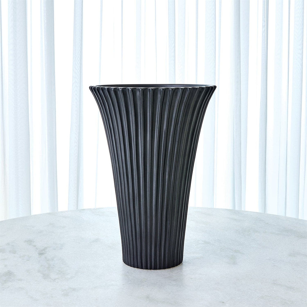 Flared Fluted Vase-Global Views-GVSA-3.31740-VasesMatte White-Small-2-France and Son