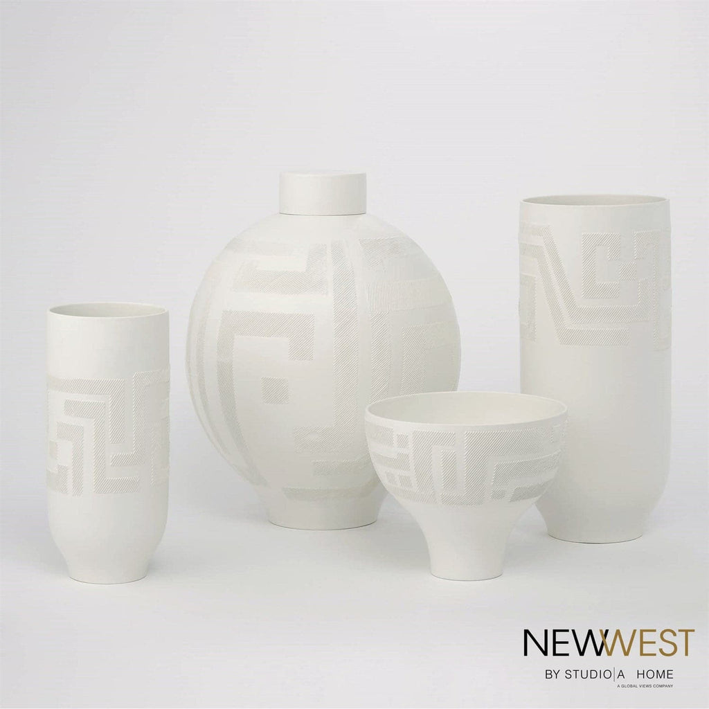 Chaco Collection-Global Views-GVSA-NW7.10000-Decorative ObjectsLidded Jar - Matte White-1-France and Son