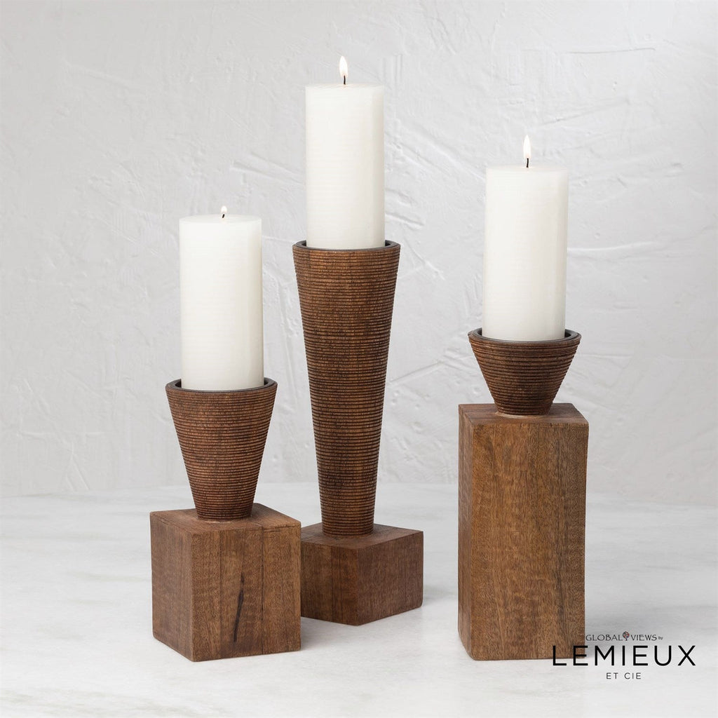 Turcan Pillar Holder-Global Views-GVSA-CLL9.90028-Candle HoldersMedium-Kelle Pillar Holder-1-France and Son