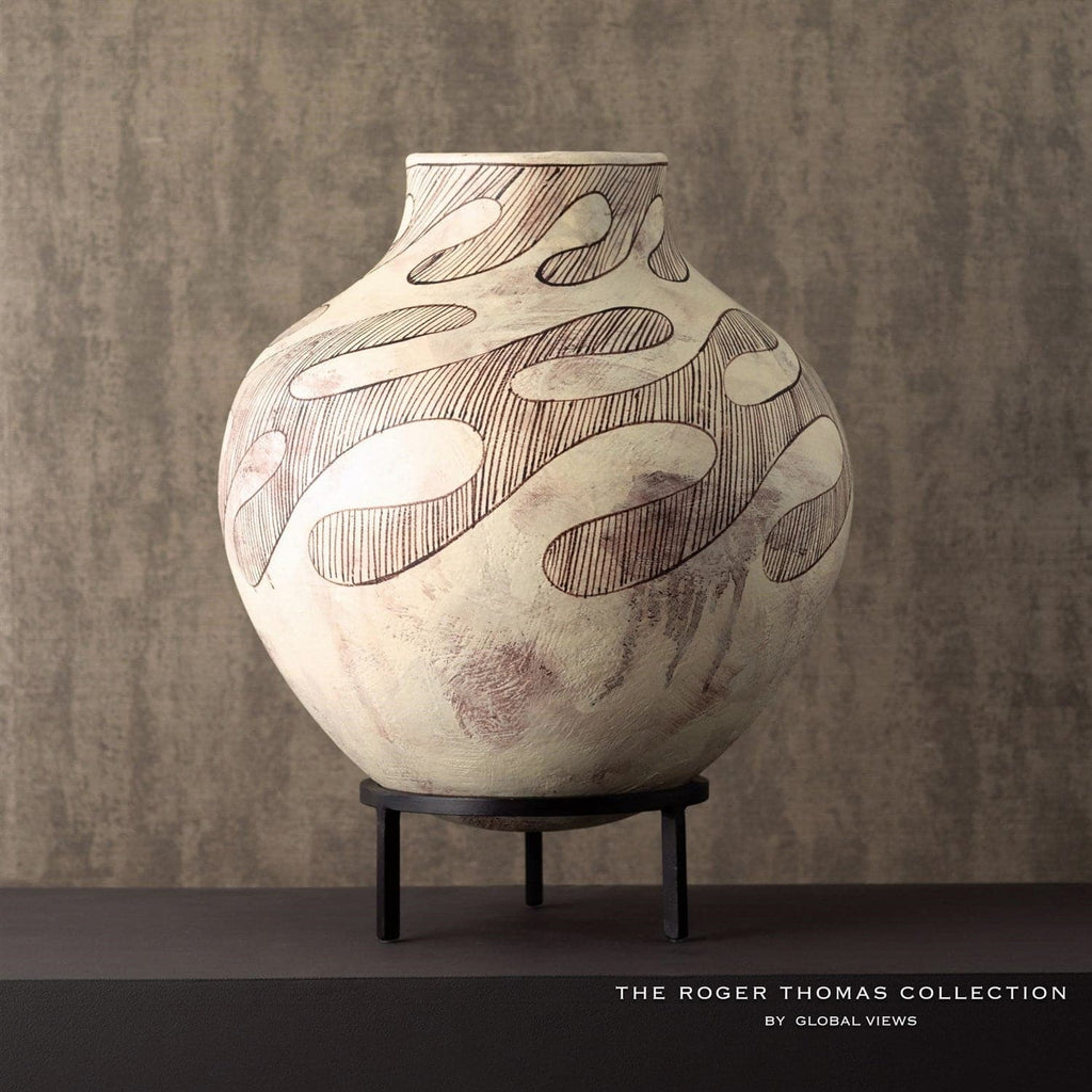 Anasazi Vessel On Stand-Global Views-GVSA-RT7.30014-Decorative Objects-1-France and Son