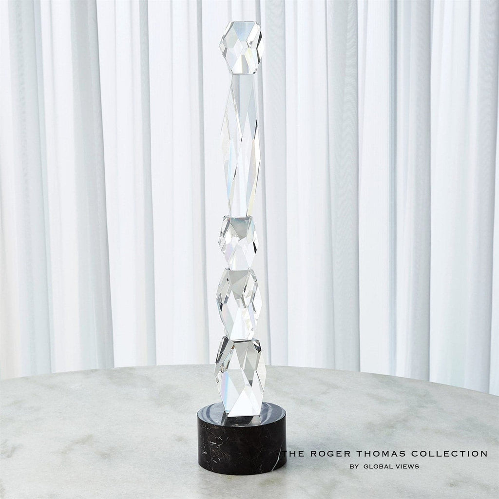 Facette Column Sculpture-Global Views-GVSA-RT8.80000-Decorative ObjectsLarge-White Base-1-France and Son