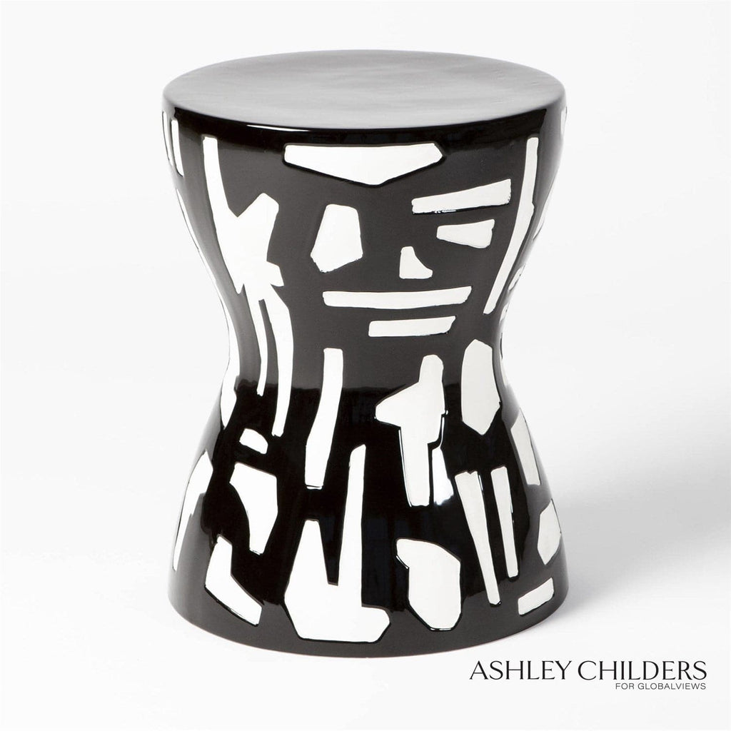 Abstract Stool-Global Views-GVSA-ASH1.10045-Stools & OttomansGold/White-1-France and Son