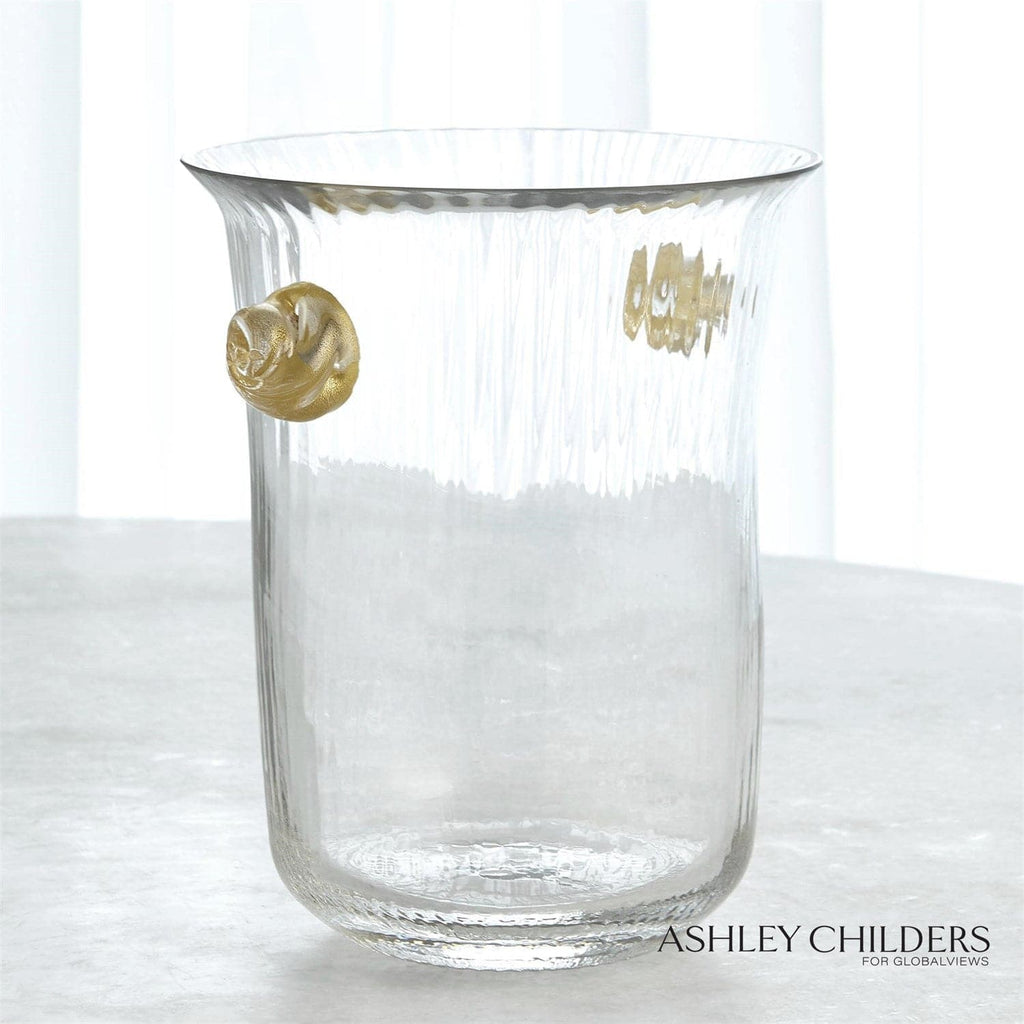 Champagne Ice Bucket w/Gold Knot Handles-Global Views-GVSA-ASH3.30002-Bar Decor-1-France and Son