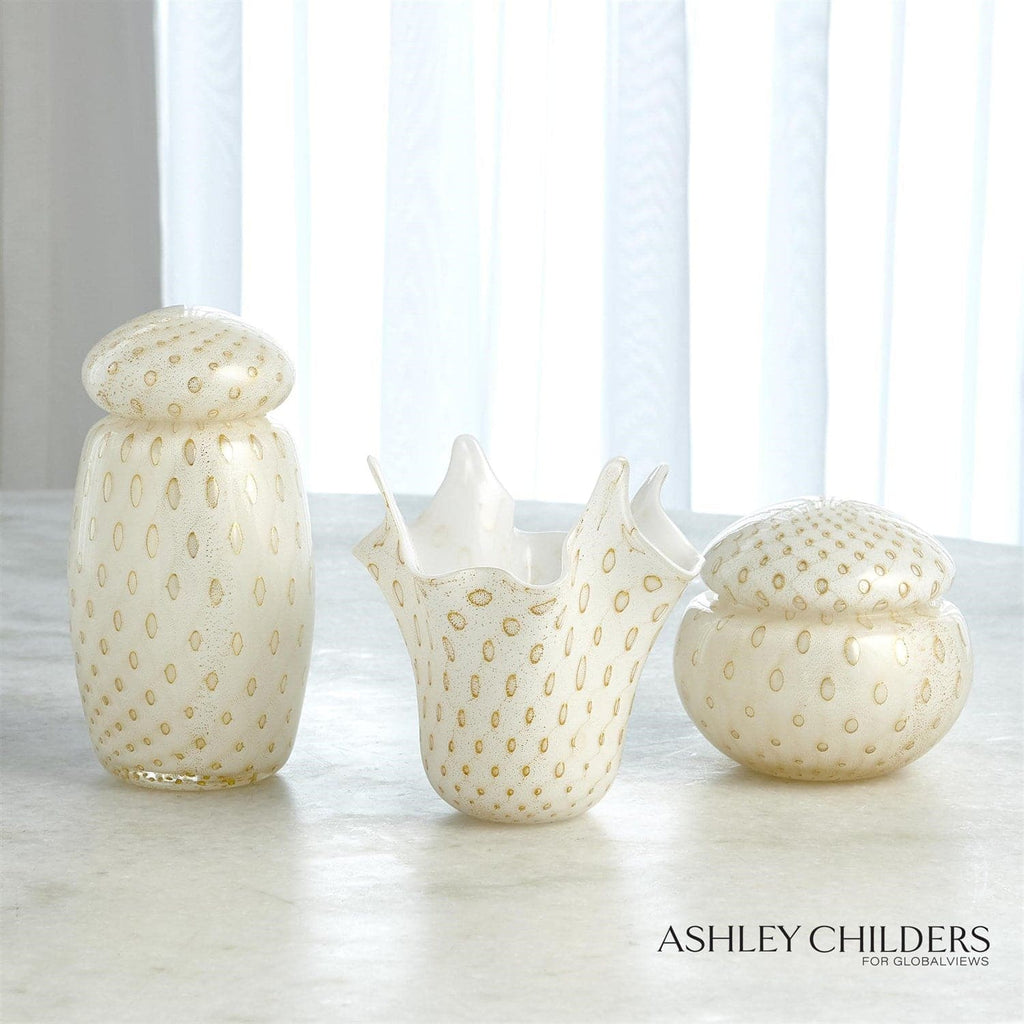 Glass Collection - White/Gold - Bubbles-Global Views-GVSA-ASH3.30038-Decorative ObjectsTall-1-France and Son