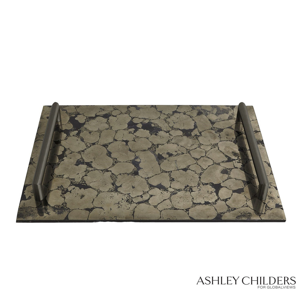 Pyrite Tray with Bronze Handles-Global Views-GVSA-ASH9.90054-Trays-1-France and Son