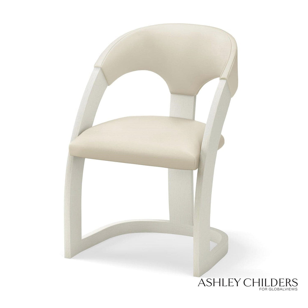 Delia Dining Chair-Global Views-GVSA-ASH2039-Dining ChairsAntique White - Milk Leather-1-France and Son