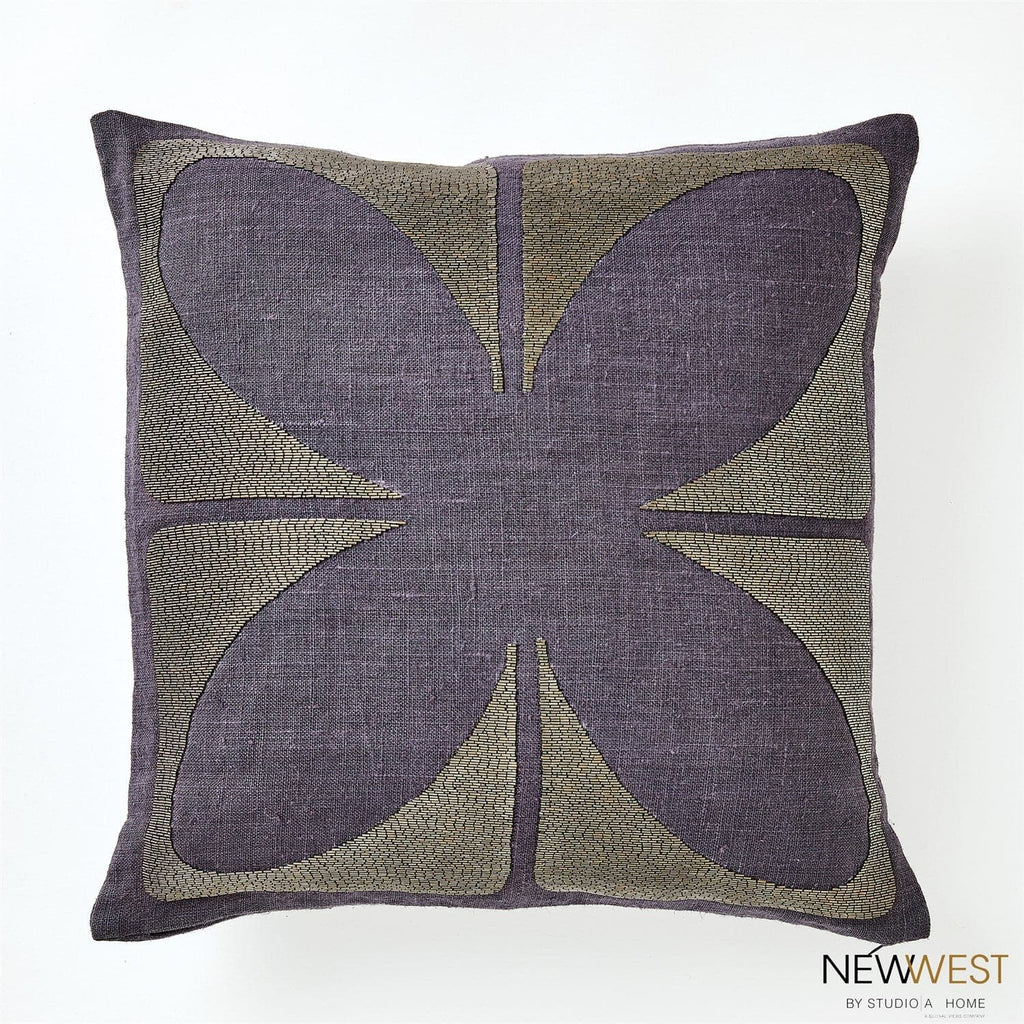 Blossom Beaded Pillow - Black/Gold-Global Views-GVSA-NW7.90017-Pillows-1-France and Son