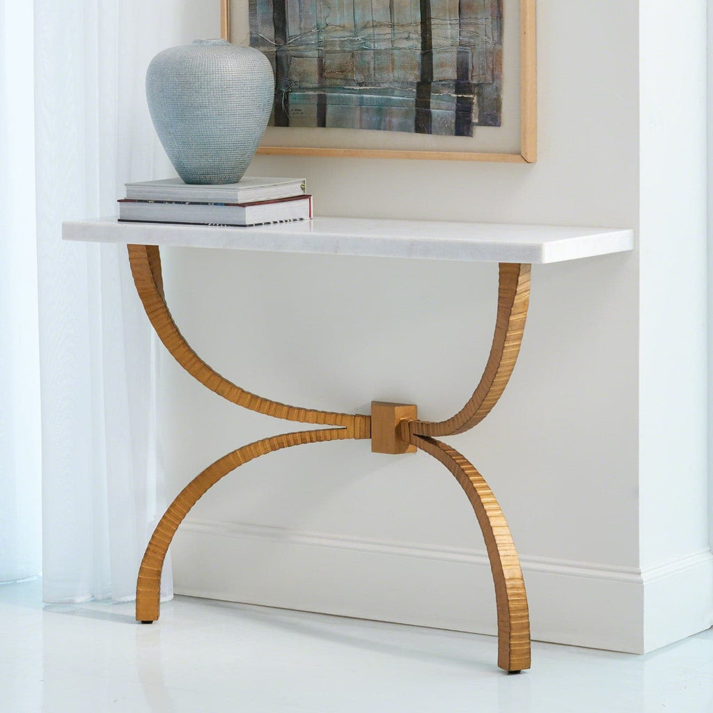 Teton Console-Global Views-GVSA-7.90651-Console TablesBronze With Travertine Top-1-France and Son