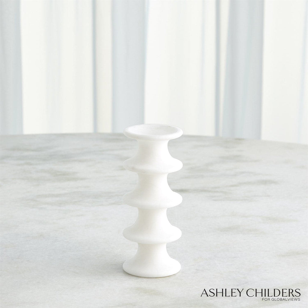 Ridge Alabaster Candlestick-Global Views-GVSA-ASH3.30063-Candle HoldersWhite-Large-1-France and Son