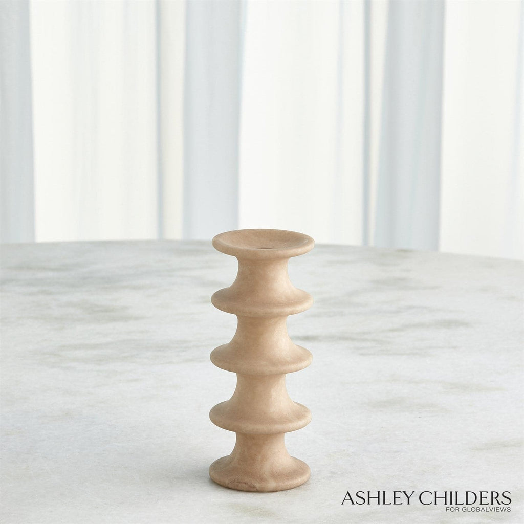 Ridge Alabaster Candlestick-Global Views-GVSA-ASH3.30063-Candle HoldersWhite-Large-1-France and Son