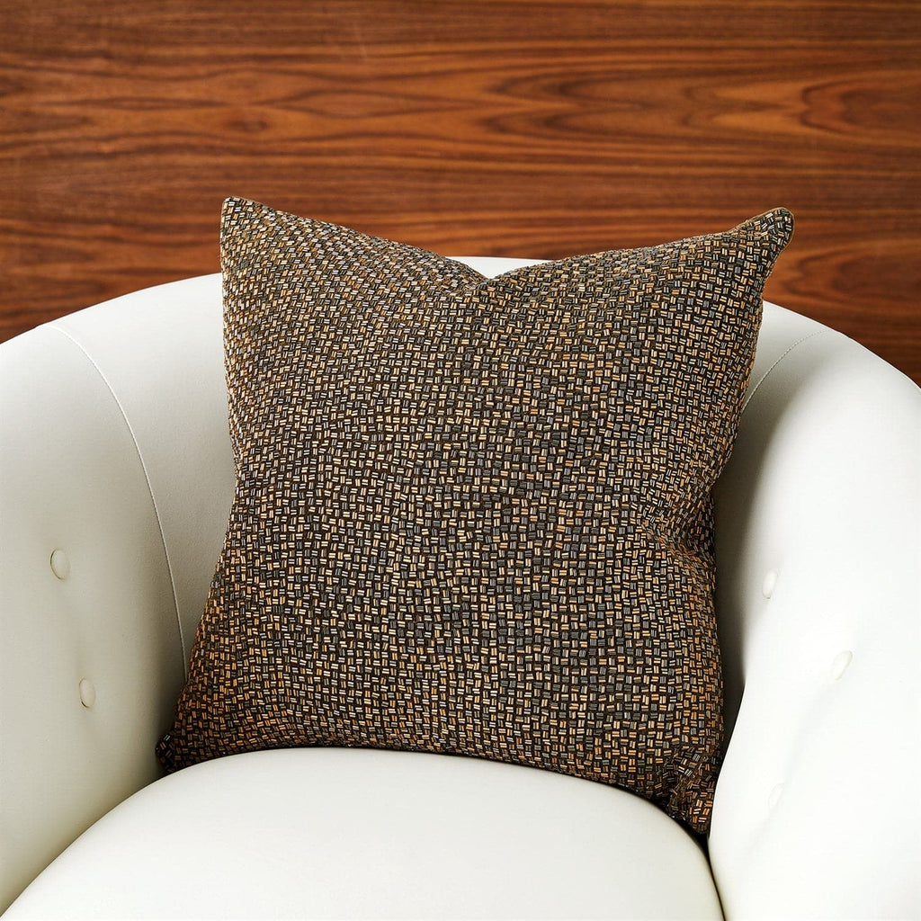 Bugle Beaded Pillow - Gold/Gunmetal-Global Views-GVSA-7.91559-Pillows-1-France and Son